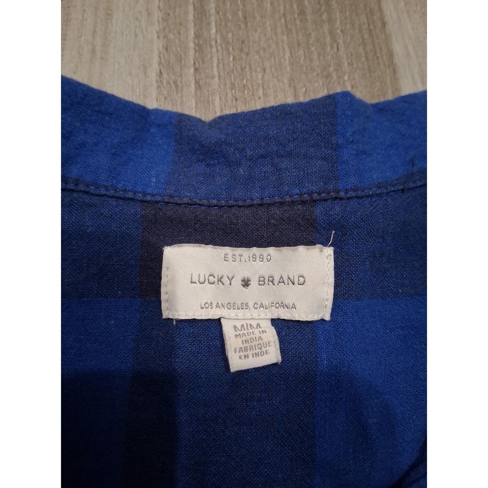 Lucky Brand Womens Blue Black Buffalo Plaid Short Sleeve Button Down Shirt M - Picture 3 of 5